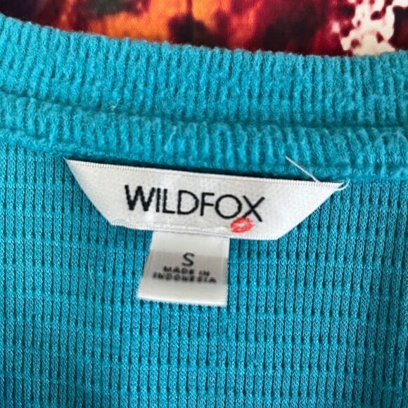 Wildfox Sweatshirt Blue Haley Brushed Long Sleeve Tunic V Neck Lounge Small - Picture 3 of 6